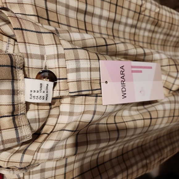 WDIRARA Women's Plaid Tartan Crop High Rise Pants Medium - Picture 3 of 4